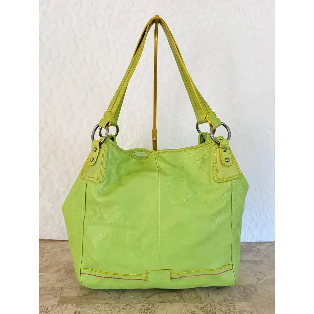 XL THE SAK Lime green pebble tote shoulder bag
